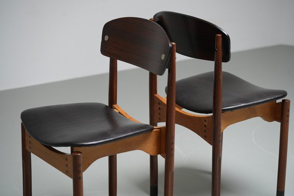 Dining Chairs in Teak, Mahogany and Faux Leather, Italty, 1960s, Set of 2-ITV-1773833