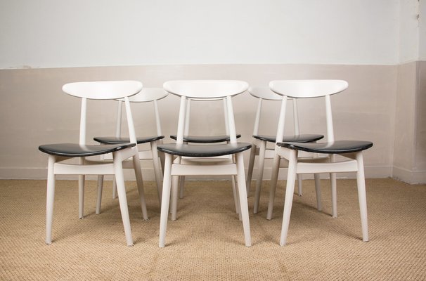 Dining Chairs in Thermoformed Wood and Black Skai from Thonet, 1960s, Set of 6-EMB-990412