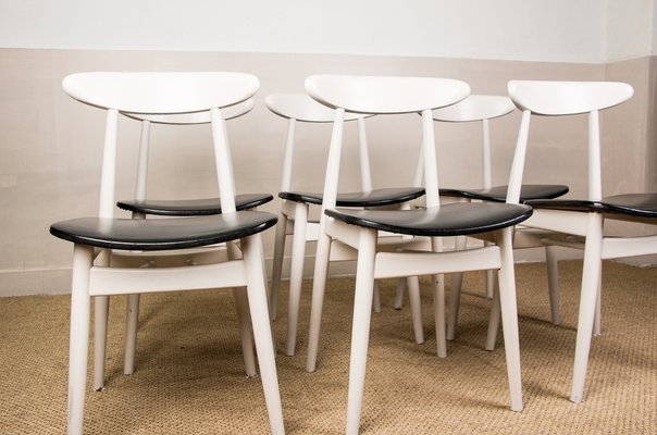 Dining Chairs in Thermoformed Wood and Black Skai from Thonet, 1960s, Set of 6-EMB-990412