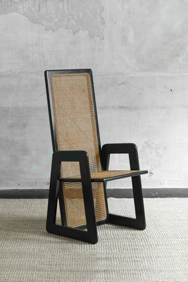 Dining Chairs in Vienna Straw and Black Lacquered Wood, 1970s, Set of 4-MNF-2024666