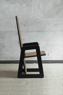 Dining Chairs in Vienna Straw and Black Lacquered Wood, 1970s, Set of 4-MNF-2024666