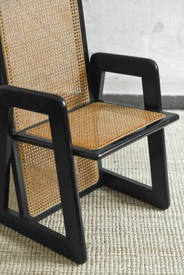 Dining Chairs in Vienna Straw and Black Lacquered Wood, 1970s, Set of 4-MNF-2024666