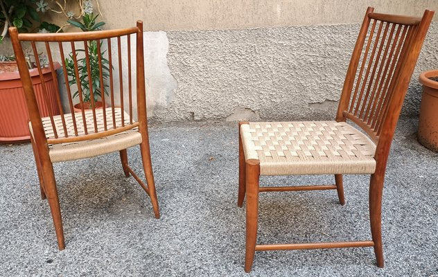 Dining Chairs in Walnut and Seat in Rope by Paolo Buffa, 1938, Set of 2-OHK-1738959