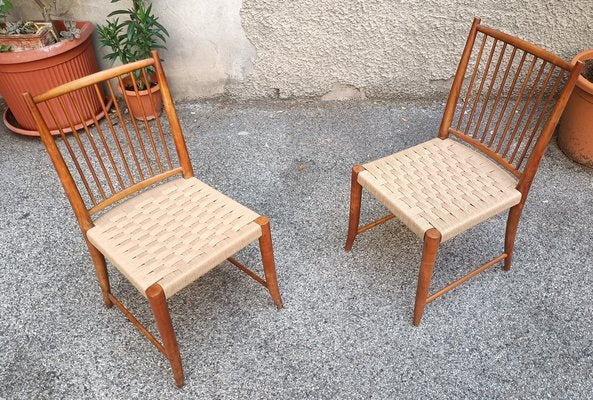 Dining Chairs in Walnut and Seat in Rope by Paolo Buffa, 1938, Set of 2-OHK-1738959