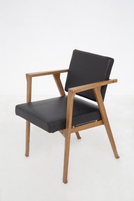 Dining Chairs in Wood and Leather Attributed to Franco Albini, Set of 6-RCE-1279037