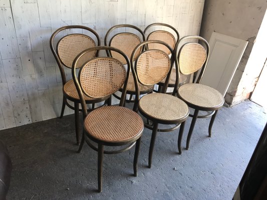 Dining Chairs in Wood Cane, Germany, 1960s, Set of 6-OXJ-995135