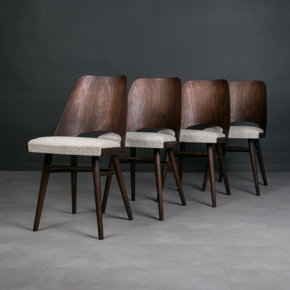 Dining Chairs Model 514 in Boucle by Radomir Hofman for Ton, 1960s, Set of 4