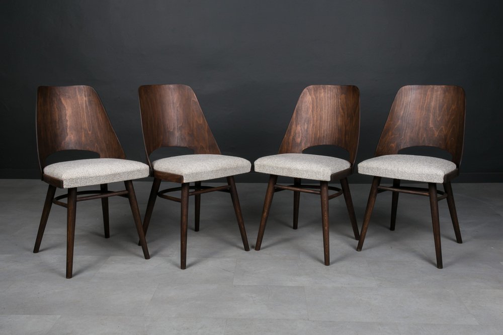 Dining Chairs Model 514 in Boucle by Radomir Hofman for Ton, 1960s, Set of 4