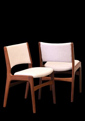 Dining Chairs Model 89 in Teak and Beige Upholstery attributed to Erik Buch, Denmark, 1960s, Set of 4-BPJ-1762820