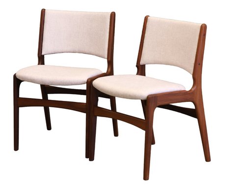 Dining Chairs Model 89 in Teak and Beige Upholstery attributed to Erik Buch, Denmark, 1960s, Set of 4-BPJ-1762820