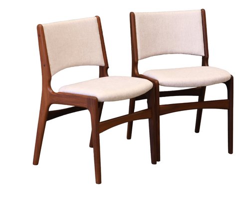 Dining Chairs Model 89 in Teak and Beige Upholstery attributed to Erik Buch, Denmark, 1960s, Set of 4-BPJ-1762820