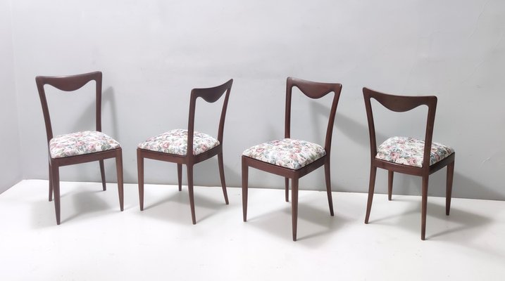 Dining Chairs with Beech Frame and Linen Patterned Fabric attributed to Carlo Enrico Rava, 1950s, Set of 4-JPQ-1820846