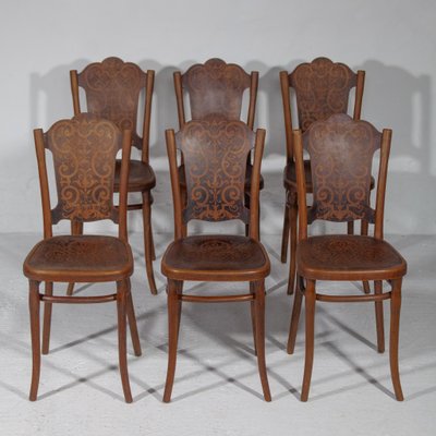 Dining Chairs with Flower Decor Pattern from Thonet, Austria, 1913, Set of 6-KL-1372336