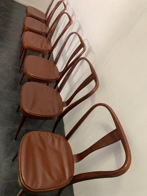 Dining Chairs with Leatherette Seat from Pirelli Sapsa, 1950s, Set of 6-IJR-848179