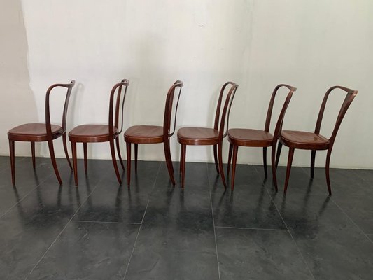 Dining Chairs with Leatherette Seat from Pirelli Sapsa, 1950s, Set of 6-IJR-848179