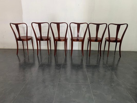 Dining Chairs with Leatherette Seat from Pirelli Sapsa, 1950s, Set of 6-IJR-848179