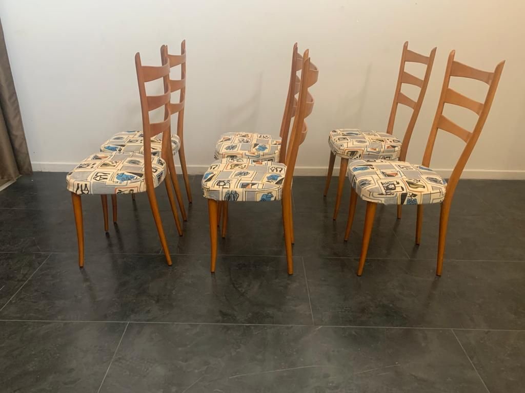 Dining Chairs with Removable Fabric, 1950s, Set of 6