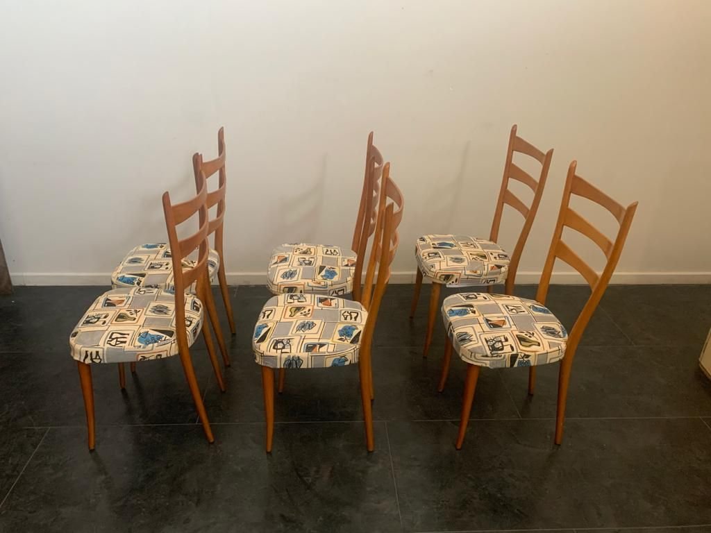 Dining Chairs with Removable Fabric, 1950s, Set of 6