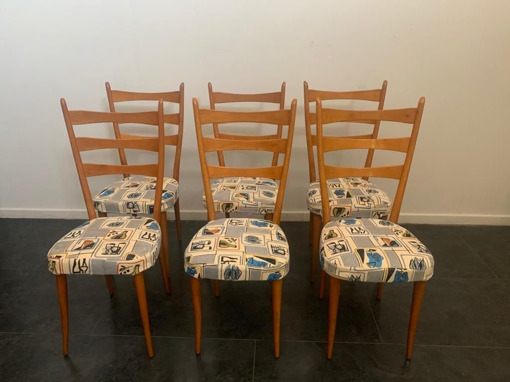 Dining Chairs with Removable Fabric, 1950s, Set of 6