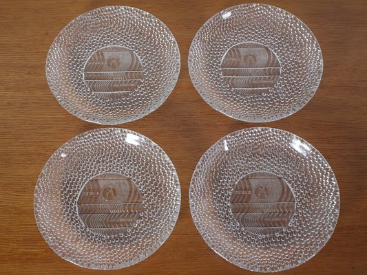 Dining Glass Plates from Bohemia Crystal & Tesla Holesovice Praha, Set of 4, 1960s-IND-1351252