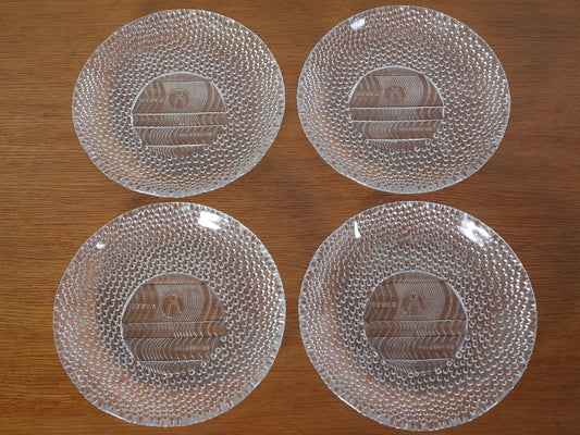 Dining Glass Plates from Bohemia Crystal & Tesla Holesovice Praha, Set of 4, 1960s