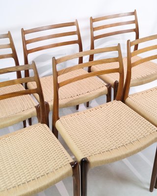 Dining Room Chairs Model 78 in Rosewood by N.O Møller, 1950s, Set of 6-UY-2027294