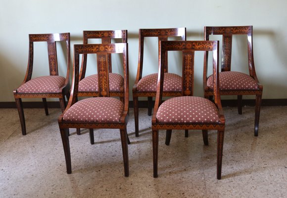 Dining Room Chairs with Lombard Neoclassical Inlays, 1990s, Set of 6-IYX-1702668