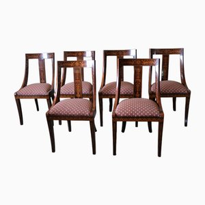 Dining Room Chairs with Lombard Neoclassical Inlays, 1990s, Set of 6-IYX-1702668