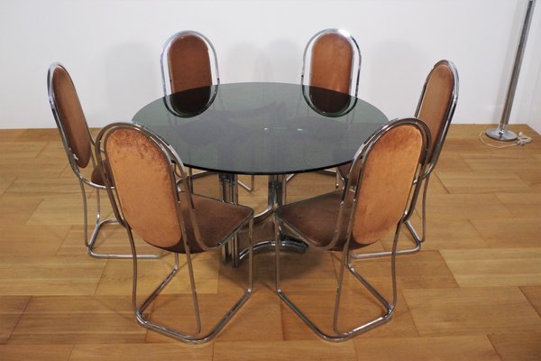 Dining Room Set by Alessandro Alprizzi, 1970s, Set of 7-KNM-1060089