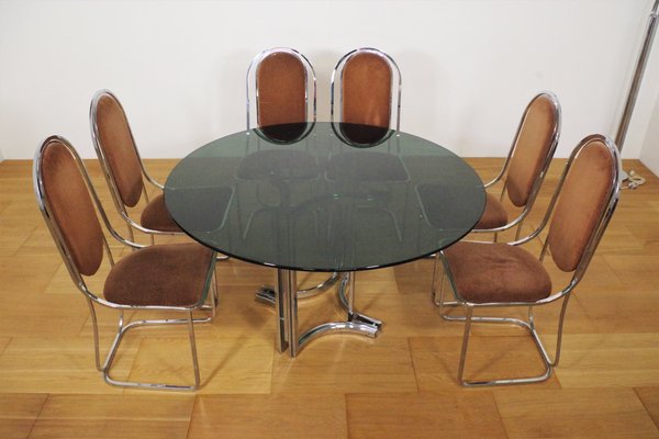 Dining Room Set by Alessandro Alprizzi, 1970s, Set of 7-KNM-1060089