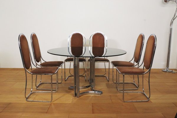 Dining Room Set by Alessandro Alprizzi, 1970s, Set of 7-KNM-1060089