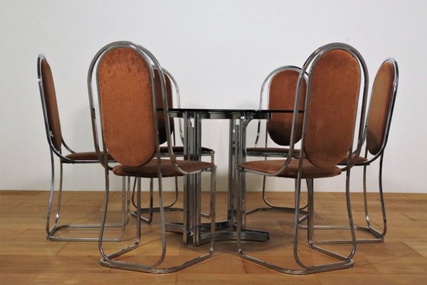 Dining Room Set by Alessandro Alprizzi, 1970s, Set of 7-KNM-1060089