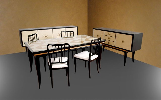 Dining Room Set by Paolo Buffa for La Permanente Mobili Cantù, 1940s, Set of 8-NJV-749861