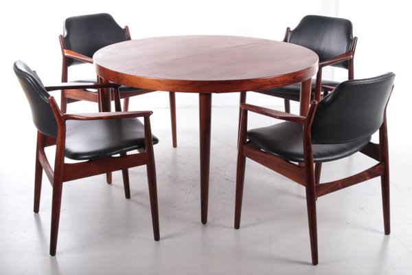 Dining Room Set Table and Chairs by Arne Vodder for Sibast, 1960s, Set of 5-EZZ-1113152