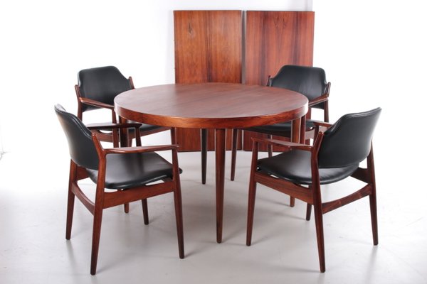 Dining Room Set Table and Chairs by Arne Vodder for Sibast, 1960s, Set of 5-EZZ-1113152