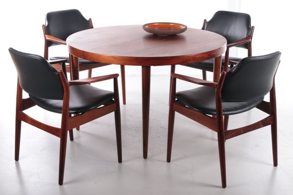 Dining Room Set Table and Chairs by Arne Vodder for Sibast, 1960s, Set of 5-EZZ-1113152