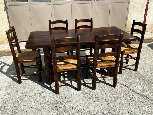 Dining Room Table in Pine and Oak by Georges Robert, 1960s-SSK-2033818