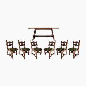 Dining Set by Guillerme & Chambron for Votre Maison, Set of 7-HAD-2021560