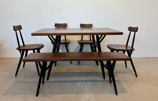 Dining Set by Ilmari Tapiovaara for Laukaan Puu, 1950s, Set of 6