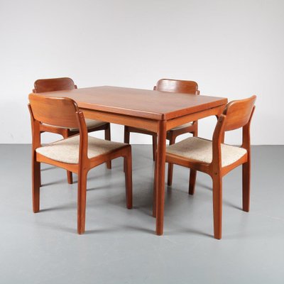 Dining Table and Chairs by Henning Kjærnulf for Vejle Stole, 1960s, Set of 5-DV-572825