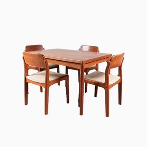 Dining Table and Chairs by Henning Kjærnulf for Vejle Stole, 1960s, Set of 5-DV-572825