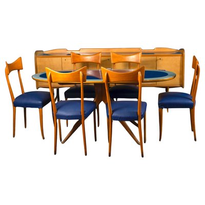 Dining Table and Chairs by Ico & Luisa Parisi, 1960s, Set of 7-MBH-2036574