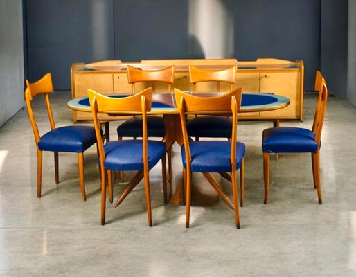 Dining Table and Chairs by Ico & Luisa Parisi, 1960s, Set of 7-MBH-2036574