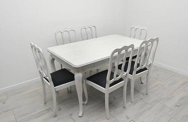 Dining Table and Chairs by Ludwik, 1960s, Set of 7-ZFH-2041435