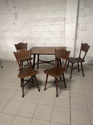 Dining Table & Chairs from Thonet, Austria, 1920s, Set of 5-JHL-1755883