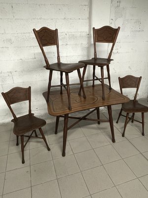 Dining Table & Chairs from Thonet, Austria, 1920s, Set of 5-JHL-1755883