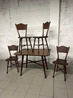 Dining Table & Chairs from Thonet, Austria, 1920s, Set of 5-JHL-1755883