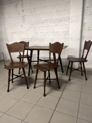 Dining Table & Chairs from Thonet, Austria, 1920s, Set of 5-JHL-1755883