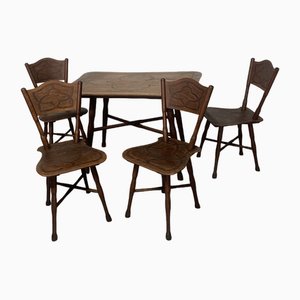 Dining Table & Chairs from Thonet, Austria, 1920s, Set of 5-JHL-1755883