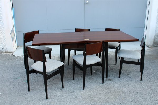 Dining Table & Chairs Set, 1960s, Set of 7-EH-739271